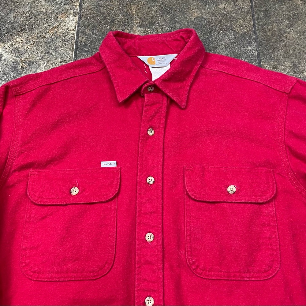 Men’s Vintage Carhartt L/S Button Down Shirt Size LT - Picture 2 of 4